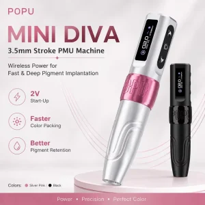 Mini Diva 3.5mm Stroke Wireless PMU Machine 2V Start Up Permanent Makeup Pen for Hair Stroke Dark Lips