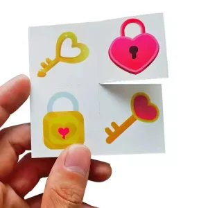 Mini Heart Temporary Valentine’s Matching Couple Love Lock Key Tattoo Sticker Safe Kids Gift Tattoo Sticker