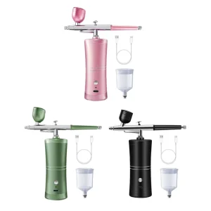 Mini High Pressure Cordless Copper Rechargeable Compressor Airbrush Kit Spray Gun for Nail Art Cake Decoration Paint