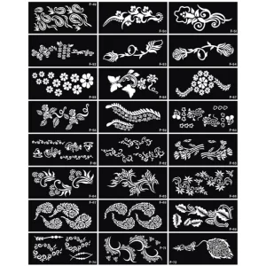 Mini Pattern Semi-Permanent Temporary Tattoo Stencil Sticker Paper Material for Body Art With Henna Great for Parties