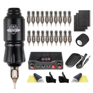 Mini Rotary Rocket Tattoo Machine Set with Cartridge Needles Pedal Kit Macchinetta Per Tatuaggi