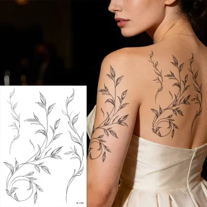 Minimalist Floral Waterproof Temporary Tattoo Stickers with Realistic Leaf Designs