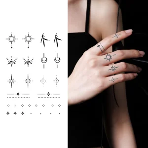 Minimalist Small Patterns Temporary Tattoo Semi Permanent Tattoo Waterproof Sweatproof Last for 2 Week Realistic Tattoo for Arm