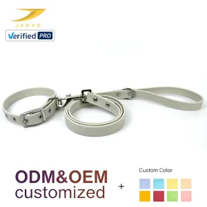 Minimalist Solid PU Dog Collar Matching Leash Soft Waterproof Material Adjustable Silver Buckle Daily Walking Pet Accessory