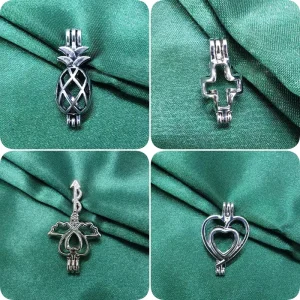 Mix Alloy Copper Locket Cage Charms Hypoallergenic Open Bead Holder Pendant Necklace Diffuser Jewelry Gift for Women Teen Girls