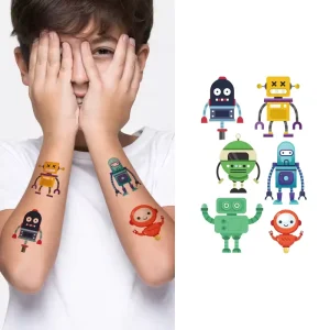 Mixed Color Cute Cartoon Robot Temporary Tattoo Stickers for Kids