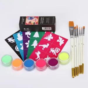 Mixed Colors Fluorescent UV Color Water Based Face and Body Paint Set