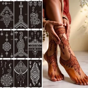 Mixed Design Temporary Body Tattoo Stencils Templates for Hand Foot Reusable Paper Design Hand Art Printing