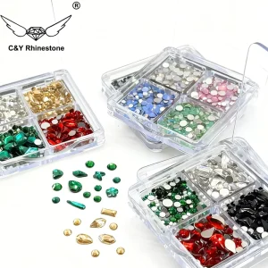 Mixed Shape Non Hot Fix 3D Glass Nails Charms Diamond Decoration Kit Design Nail Art Rhinestone Crystal Kit