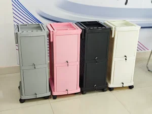 Mobile Black Salon Trolley with 4 Wheels Salon Furniture Equipment Trolley Cart Home Beauty Use