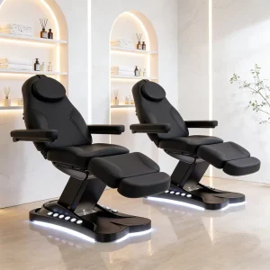Modern Beauty Salon Full Black Dental Clinic Massage Table Luxury 3 Motors Electric Extension Facial Spa Bed with Foot Control