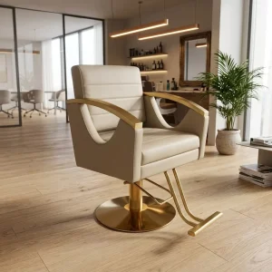 Modern Gold Base Styling Chair Salon Furniture Luxury PU Leather Hair Barber Chair for Beauty Hairdressing Salon