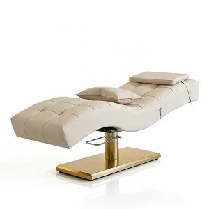 Modern Gold Rectangle Base Adjustable Height Eyebrow Cosmetic Bed Beauty Shop Eye Lash Bed with Head Adjustment