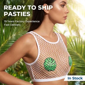 Monstera Nipple Covers for Beach Vacation Disposable Tropical Leaf Breast Pasties Adhesive Breathable Summer Party Stickers