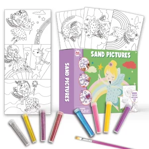 Montessori Educational Kids Stencil Drawings Glitter Sand Painting Art Kit for Kids Paper Customized Logo Unisex Kids Gift