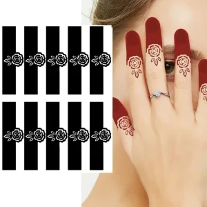 Moonlight High Quality Temporary PVC Tattoo Stencil Stickers Hand Finger Arm Customized Square Pattern Body Art Henna Party