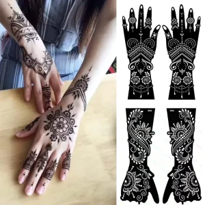 Moonlight Soft Simple Atmosphere Waterproof Thickening Henna Hand Stencils Hollow Custom 3 Layer Reusable PVC Tattoo Sticker