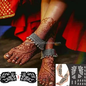 Moonlight Wedding Bridal Guest Temporary Reusable 3 Layer PVC Foot Body Art Paint Henna Tattoo Sticker