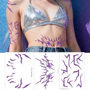 Movie Hunter Purple Temporary Face Tattoos for Cosplay Dance Stickers for Festivals and Parties