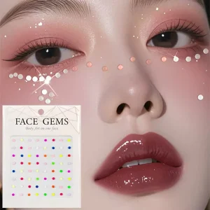 Multi-Color Fluorescent Self-Adhesive Rhinestone Shaped Crystal Diamond Stickers Temporary DIY Gem Makeup Accessories