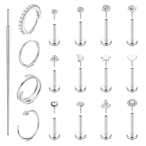 Multi Style Pin Piercing Jewelry Star Moon Inlaid Zircon Lips Nose Nails Versatile Surface Piercing Jewelry