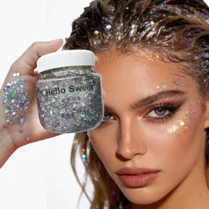 Multi Use Glitter Gel Waterproof Shimmer Gel for Face Body Hair Stage Festival Body Painting Makeup