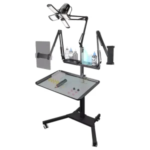 Multi functional Adjustable Double Bracket Tattoo Workstation Tray Lamp Tattoo Shop Furniture Tool Table
