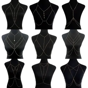 Multi-layer Tassel Chest Chain for Women Sexy Rhinestone Body Jewelry Bikini Beach Accessories