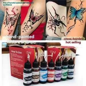 Multicolor Juice Tattoo Paste Set Plant Based Ink Waterproof Long Lasting Pigments for DIY Painting Tattoo Stickers