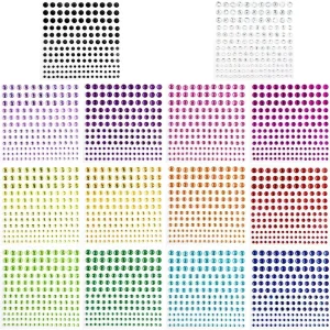 Multicolor Round Adhesive Rhinestone Stickers 2310pcs Bling Gems Gemstones for Crafting Face Jewels for Kids & Adults 3 6mm