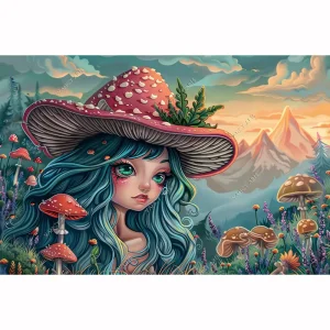 Mushroom Girl Square Diamond Painting Kit 5D Diamond Art Set