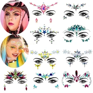 Music Festival 3D Adhesive Fashion Decorative Face Gem Diamond Sticker