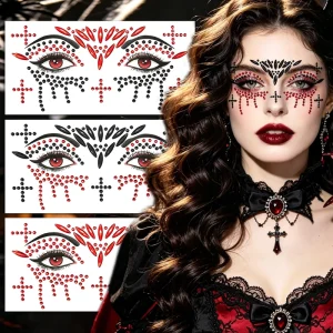 Music Festival Unique Factory Price Face Sticker Face Jewels Tattoo Temporary Stickers Black Diamond Allergy Proof Waterproof