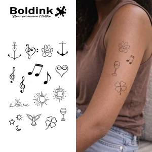 Music Note Heart Paw Print Body Art Waterproof Long Lasting 2 Weeks Semi Permanent Tattoo Sticker