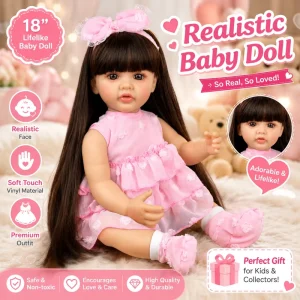 Music Soft Silicone Body Reborn Baby Girl Doll 55 CM 22 Inch Lifelike Long Hair Realistic Art Reborn Doll Kid Toy