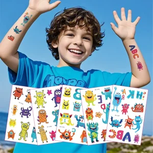 My Monster Friends Waterproof Temporary Tattoo Stickers Cute Cartoon Paper Stickers for Boys and Girls