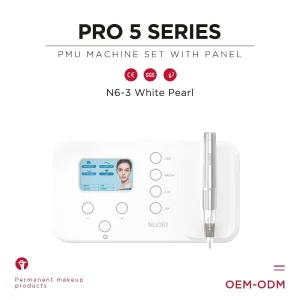 NUOJO Electric N6 3 White Pearl Display Screen Wireless Rechargeable Stainless Steel PMU Microblading Permanent Makeup Machine