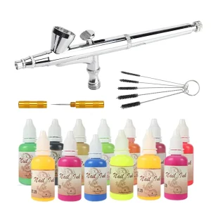 Nail Airbrush Paint Kit with Cleaning Tool Piston Compressor and Cake Airbrush for Nail Art and Art Painting