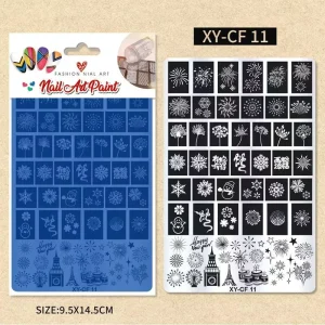Nail Printing Steel Plate Series Lucky Cat Flower Fireworks Lace Checkered Snake Pattern Snowflake Transfer Template