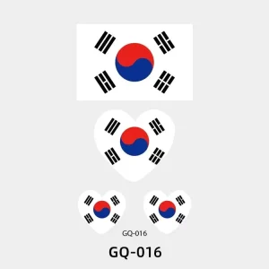 National Flag Paper Temporary Tattoo Stickers Sweatproof Heart-shaped Design for Body Use Non-Toxic 14 Days Keep