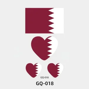National Flag Paper Temporary Tattoo Stickers Sweatproof Non-Toxic Heart-Shaped Design for Body Application 14