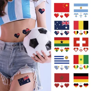 National Flag Tattoo Stickers Sports Events Waterproof and Sweatproof Temporary Tattoo Stickers Non Toxic