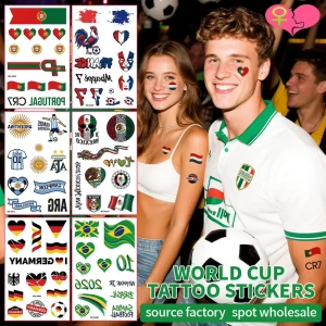 National Flag Tattoo Stickers Sports Events Waterproof and Sweatproof Temporary Tattoo Stickers Non Toxic