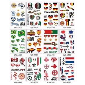 National Flag Tattoo Stickers Sports Events Waterproof and Sweatproof Temporary Tattoo Stickers Non Toxic