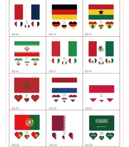 National Flag Temporary Tattoo Stickers Waterproof Water Transfer for Sports Day Party Favors
