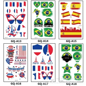 Water Transfer Printed Tattoo Stickers with Geometric Shapes for Face Full Body Use at Sports Competitions