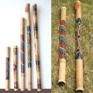 Natural Bamboo Painted Rain Stick Musical Instrument Rainstick for Sound Healing Meditation Yoga Percussion Therapy