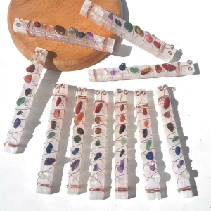 Natural Selenite Chakra Stone 7 Energy Healing Chakras Spiritual Semi Precious Stone Laser Seven Chakra Sticks
