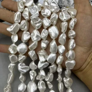 Natural Shells Created Pearl Irregular Tooth Shaped Straight Hole Beads DIY Jewelry Necklace Accessories