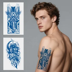 Natural Skin-Safe Matte Finish Gardenia Blue Genipa Waterproof Sweatproof 2-Week Temporary Tattoo Stickers